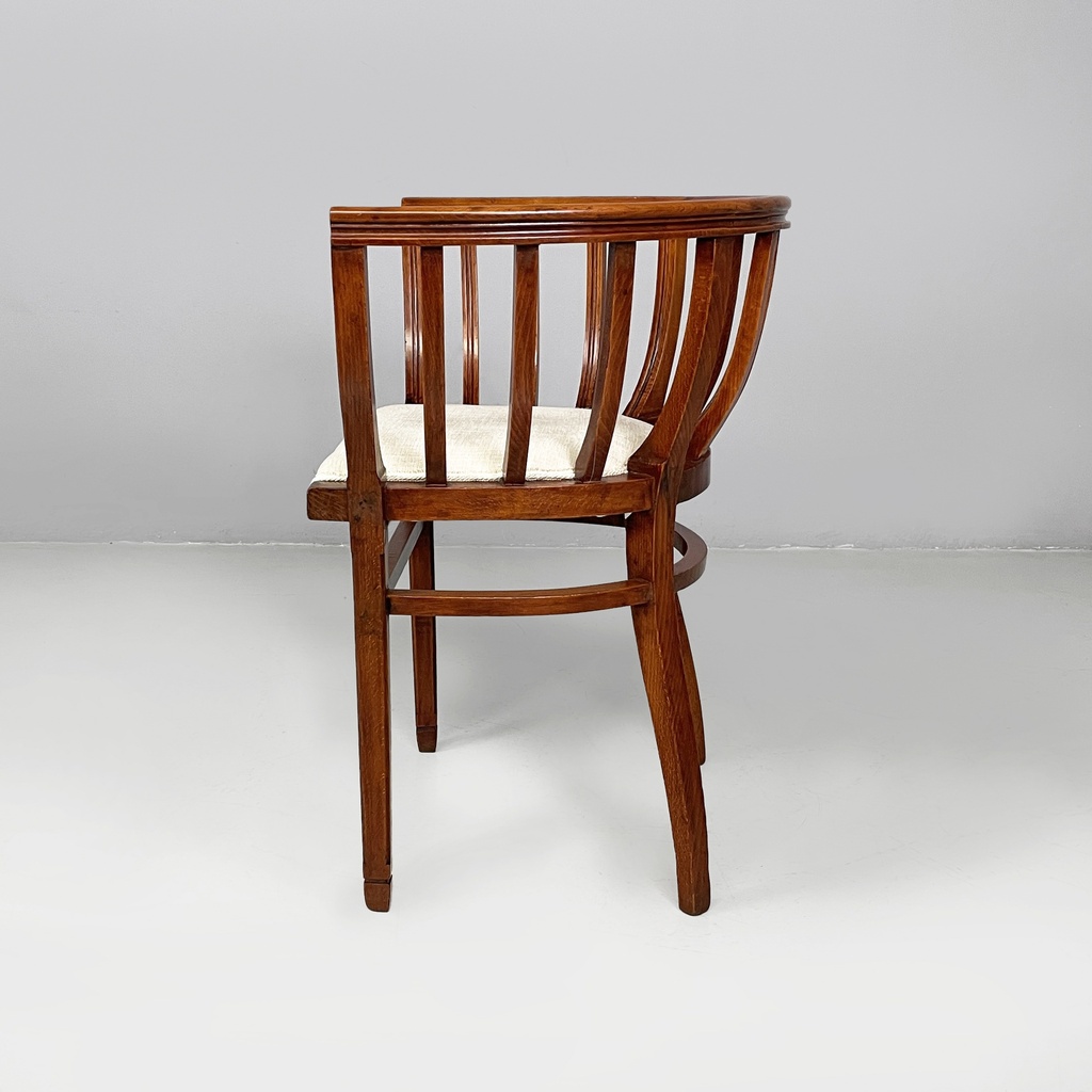 Sedie a pozzetto in legno e tessuto bianco, 1930 ca.