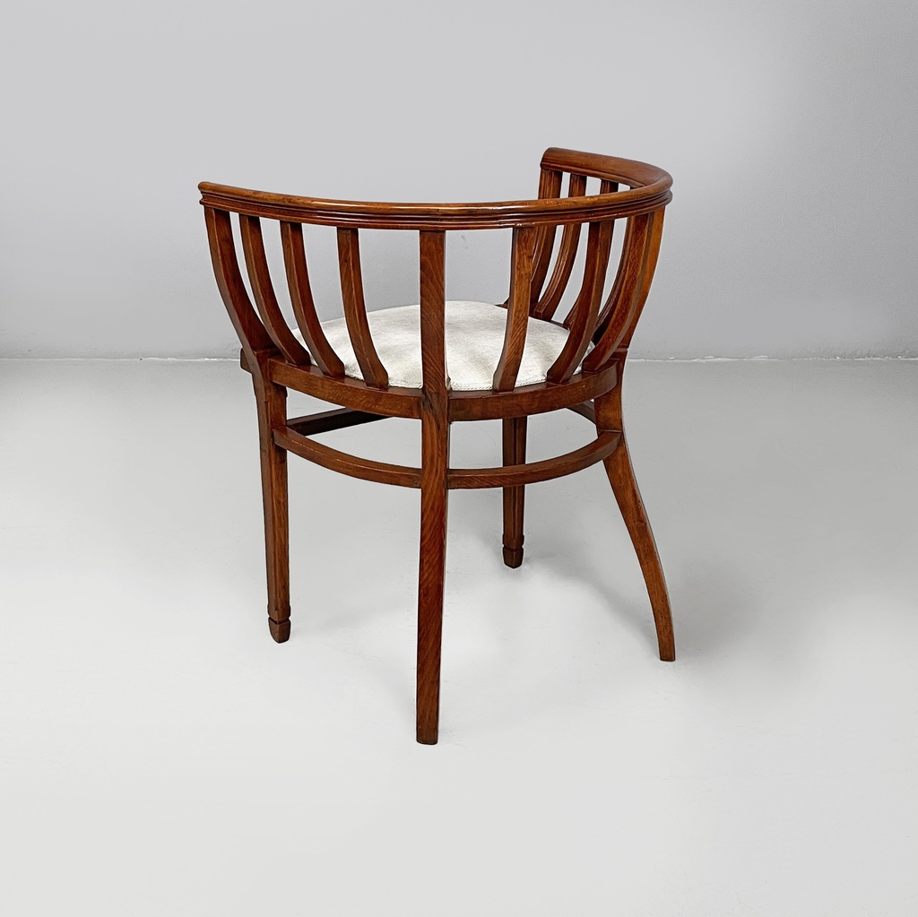 Sedie a pozzetto in legno e tessuto bianco, 1930 ca.