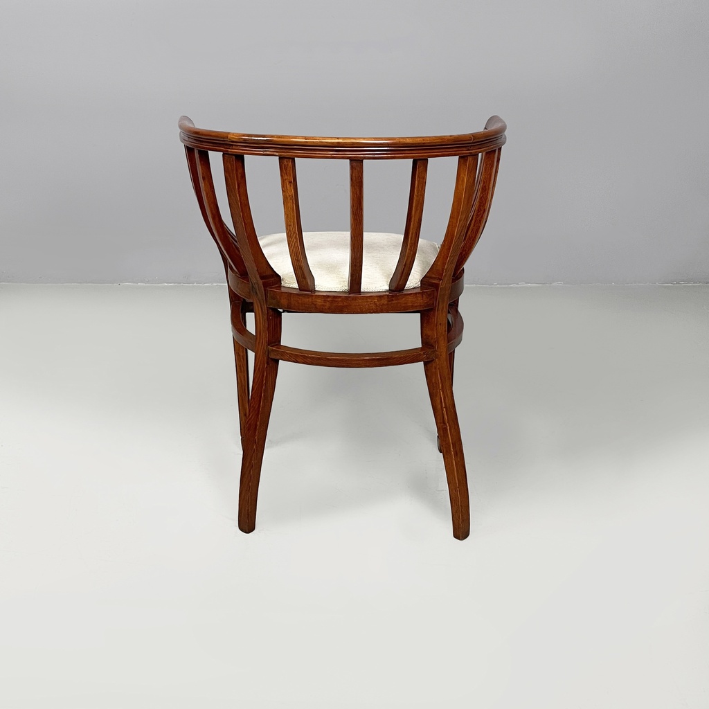 Sedie a pozzetto in legno e tessuto bianco, 1930 ca.