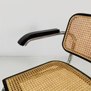 Sedia in paglia, legno nero e acciaio, 1960 ca. 