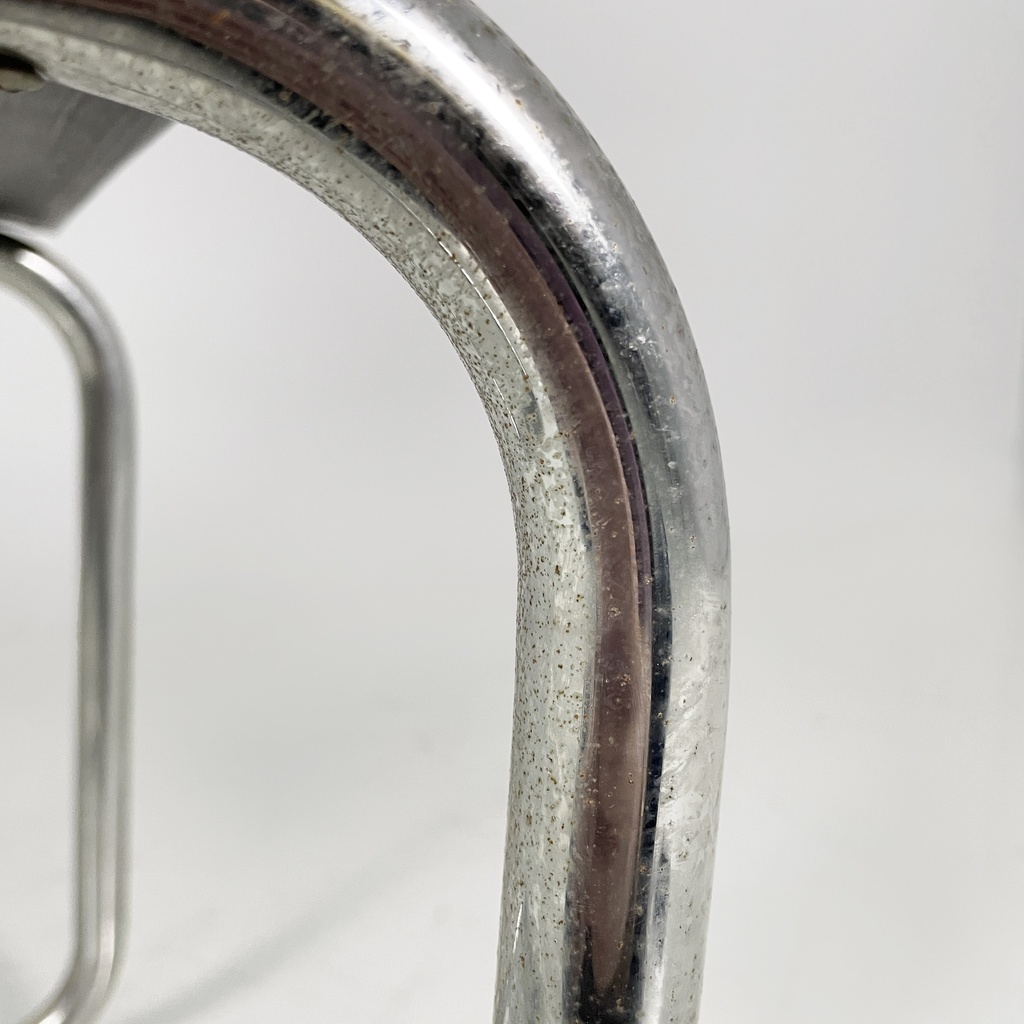 Sedia in paglia, legno nero e acciaio, 1960 ca. 