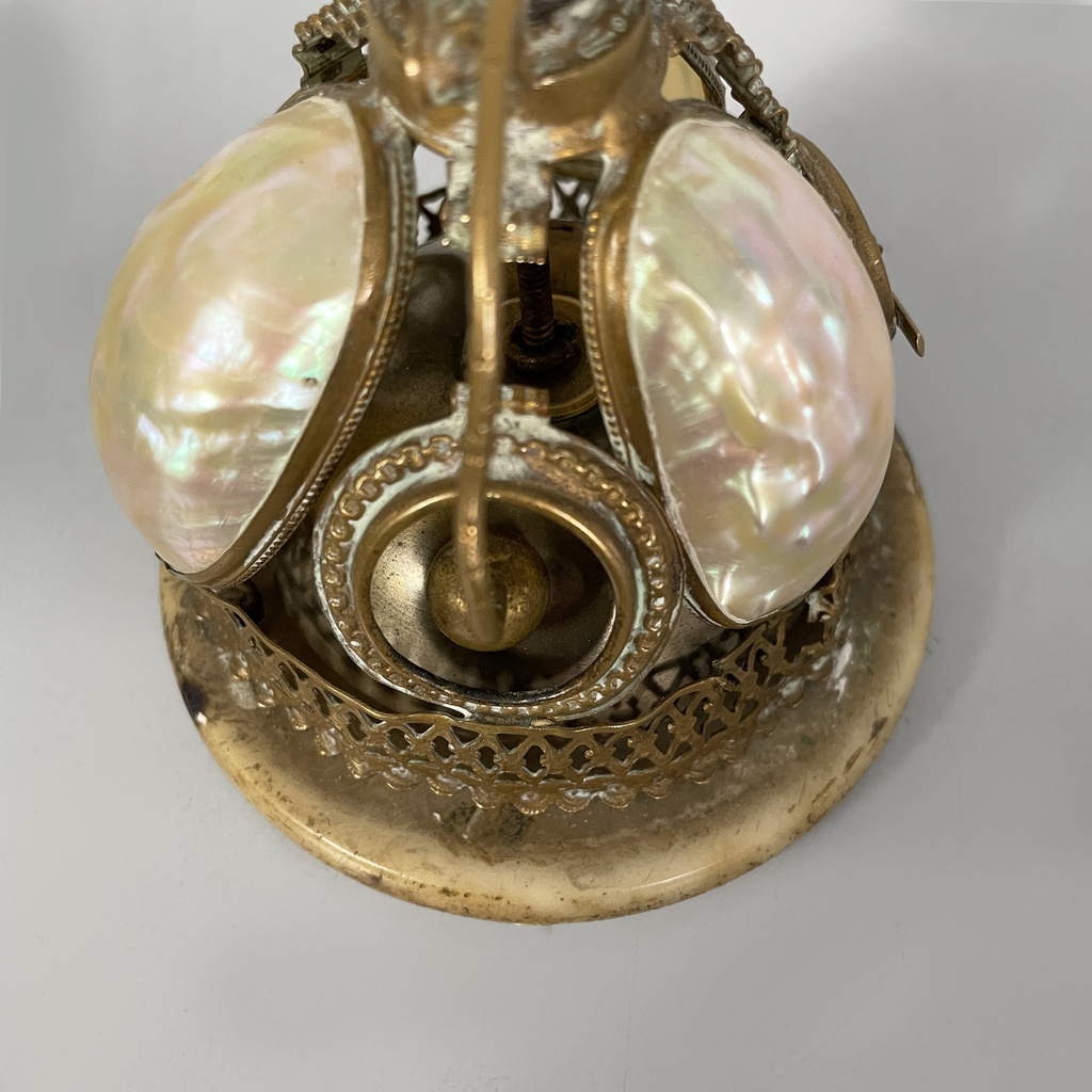 Campanella da hotel in madreperla e ottone, metà 1800 ca.