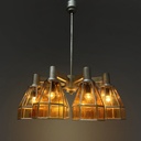 Lampadario in vetro giallo e metallo, 1930 ca.
