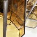 Lampadario in vetro giallo e metallo, 1930 ca.