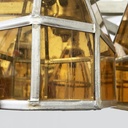 Lampadario in vetro giallo e metallo, 1930 ca.