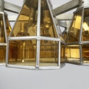 Lampadario in vetro giallo e metallo, 1930 ca.