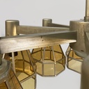 Lampadario in vetro giallo e metallo, 1930 ca.