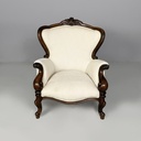 Poltrone in legno e tessuto bianco, 1930 ca.