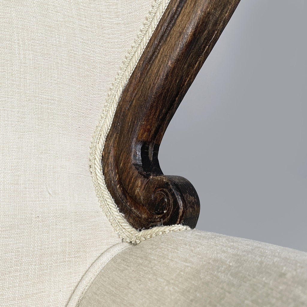 Poltrone in legno e tessuto bianco, 1930 ca.