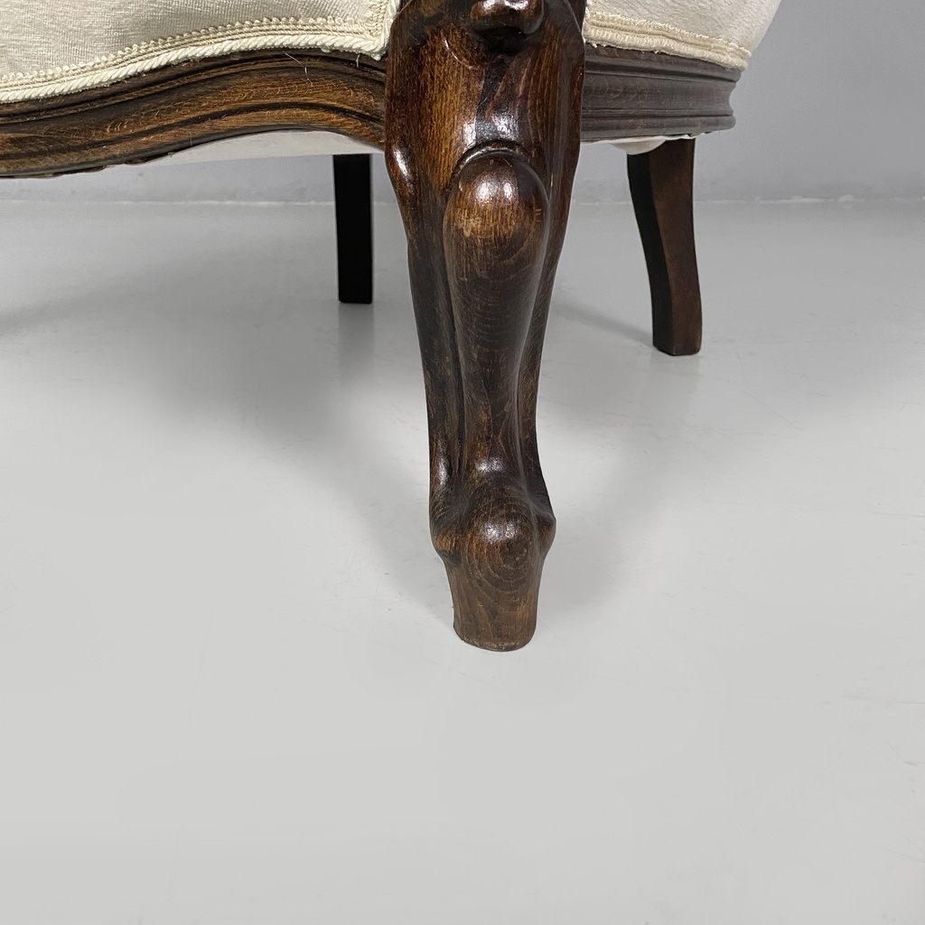 Poltrone in legno e tessuto bianco, 1930 ca.