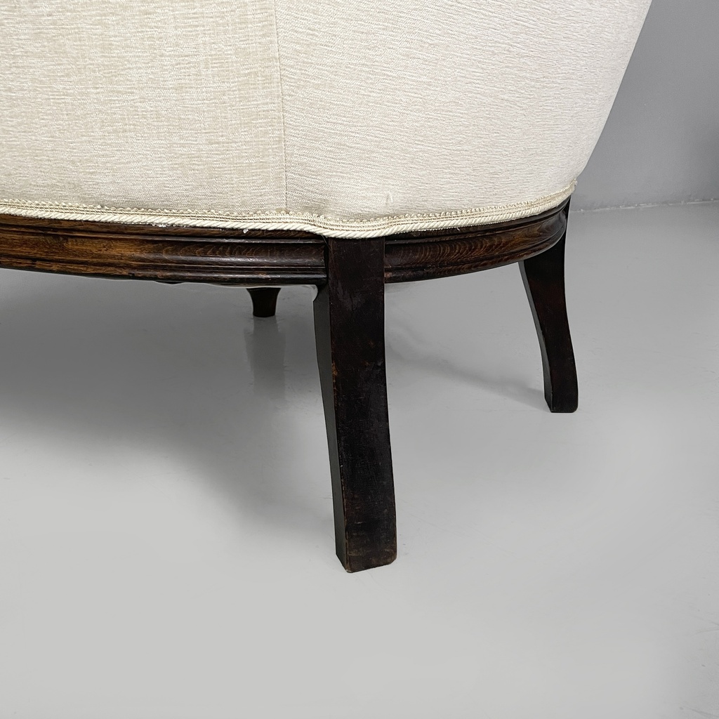 Poltrone in legno e tessuto bianco, 1930 ca.