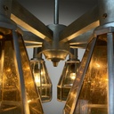 Lampadario in vetro giallo e metallo, 1930 ca.