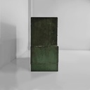 Cassettiera in legno verde e vetro, 1940 ca.