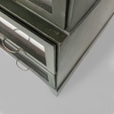 Cassettiera in legno verde e vetro, 1940 ca.