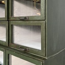 Cassettiera in legno verde e vetro, 1940 ca.