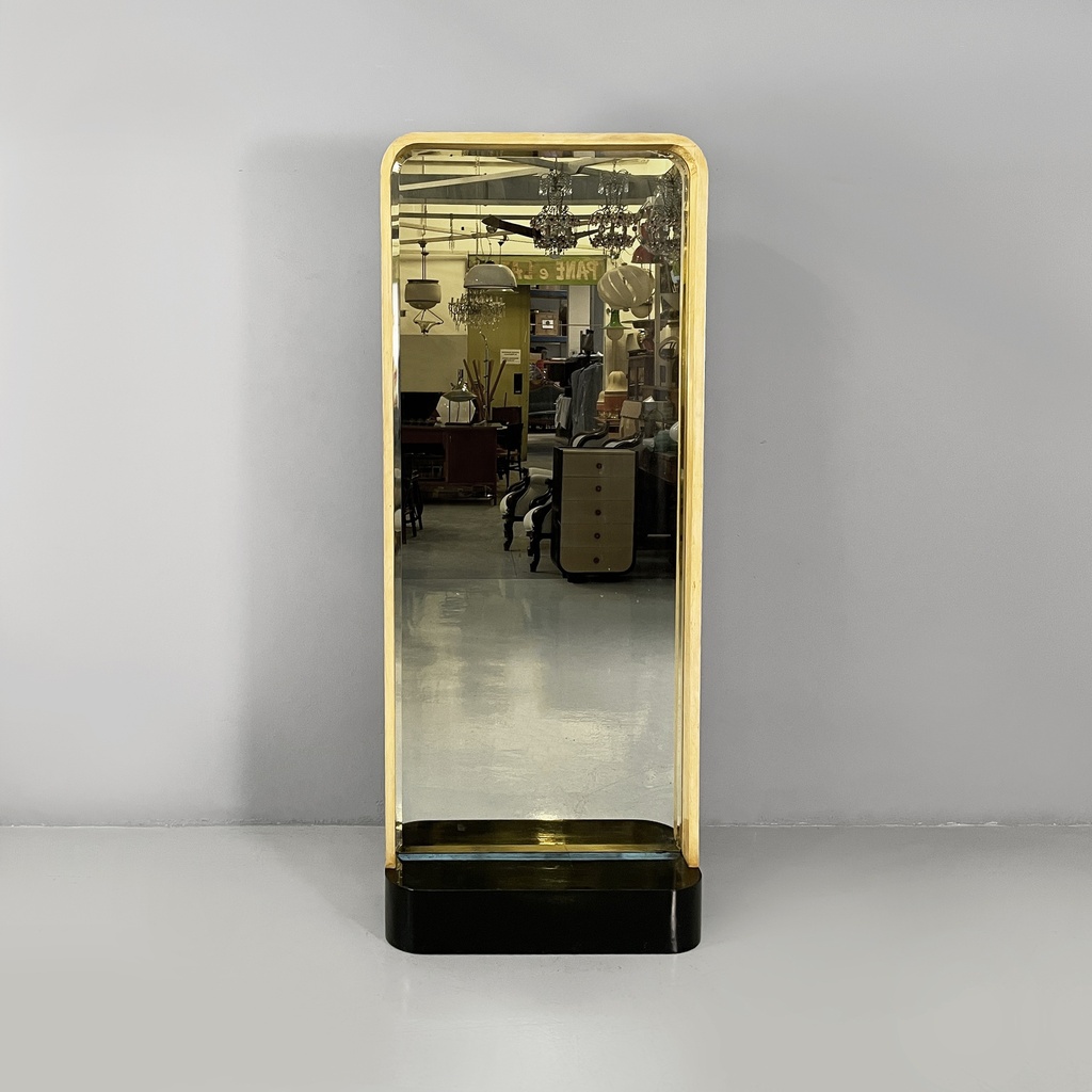 Specchio da terra in legno chiaro e nero, 1930 ca.