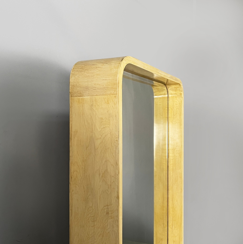 Specchio da terra in legno chiaro e nero, 1930 ca.