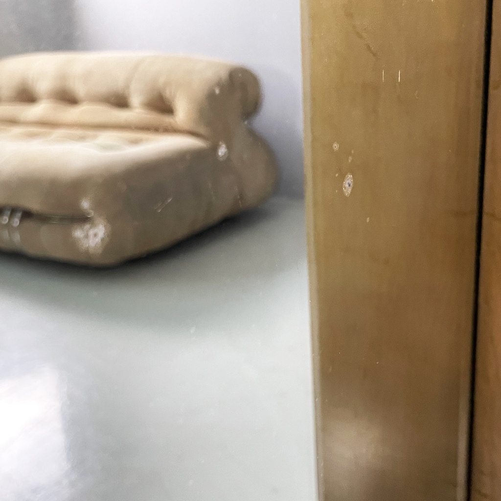 Specchio da terra in legno chiaro e nero, 1930 ca.