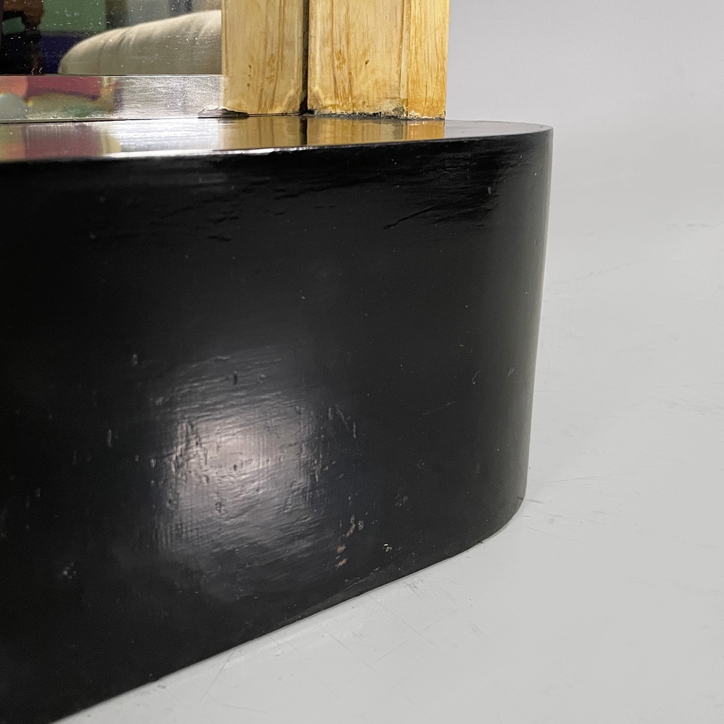 Specchio da terra in legno chiaro e nero, 1930 ca.