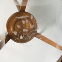 Tavolo da caffè in legno e vetro decorato, 1950 ca.