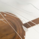 Tavolo da caffè in legno e vetro decorato, 1950 ca.