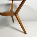 Tavolo da caffè in legno e vetro decorato, 1950 ca.