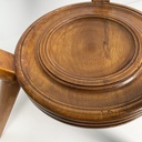 Tavolo da caffè in legno e vetro decorato, 1950 ca.