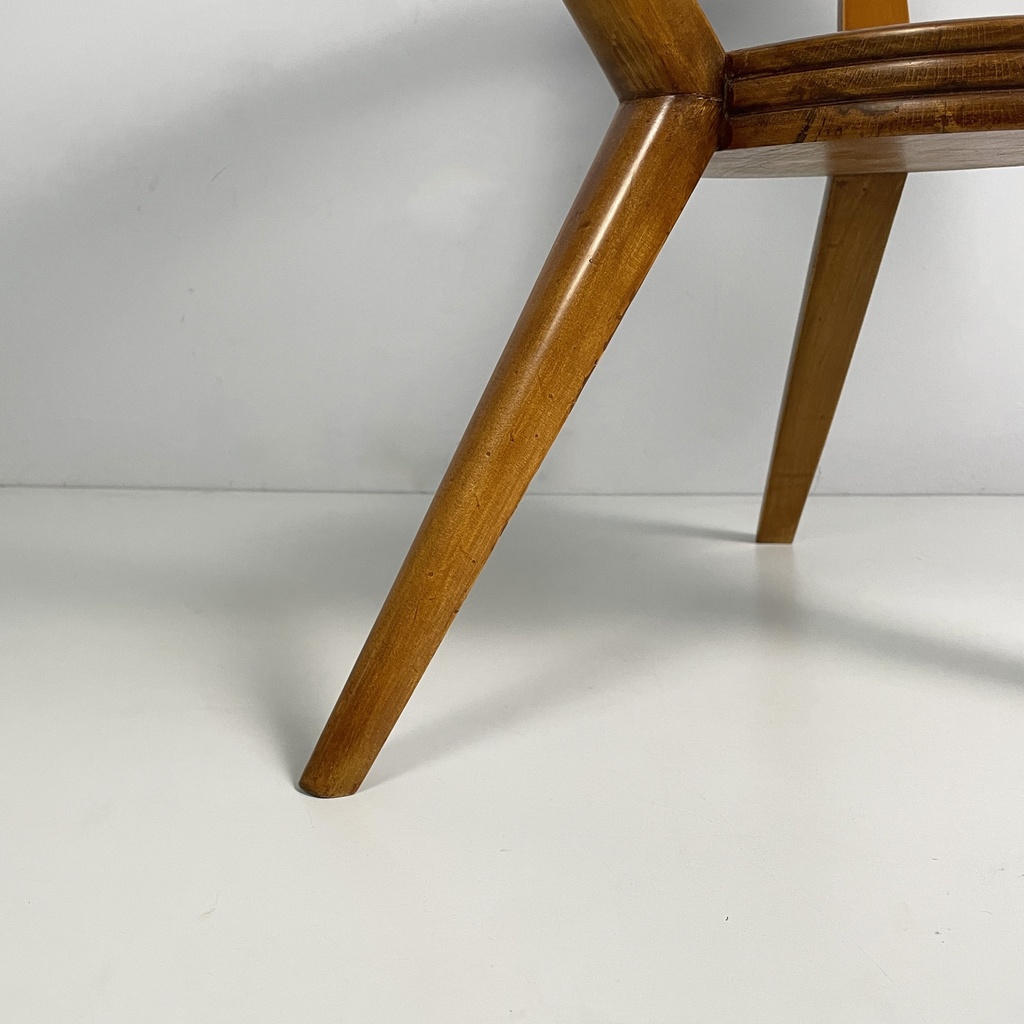 Tavolo da caffè in legno e vetro decorato, 1950 ca.