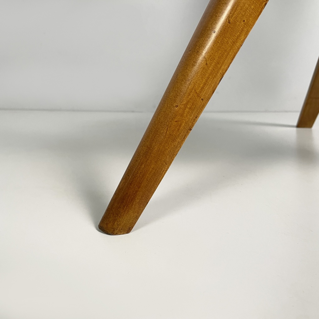 Tavolo da caffè in legno e vetro decorato, 1950 ca.