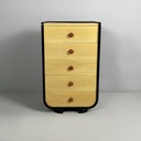Cassettiera in legno chiaro e nero, 1930 ca.
