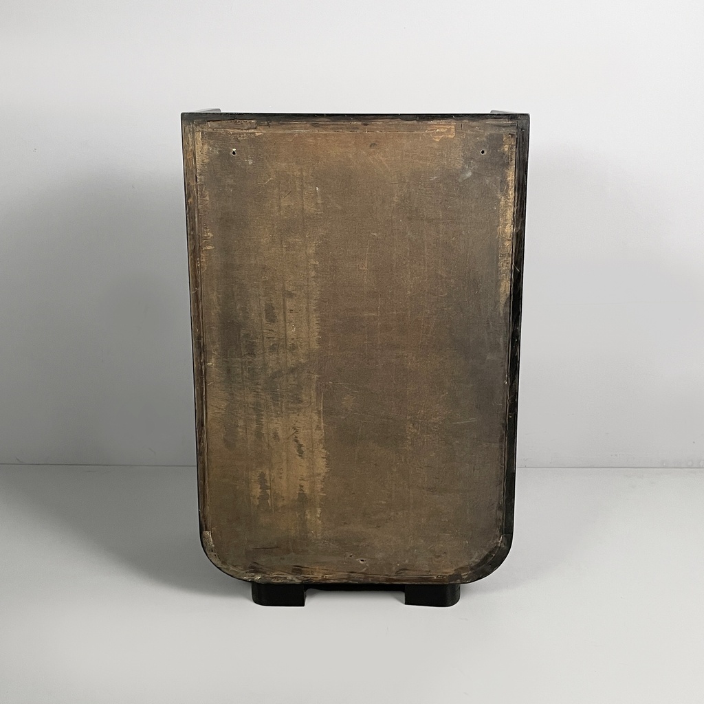 Cassettiera in legno chiaro e nero, 1930 ca.