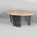 Consolle da parete in marmo rosa e nero, 1980 ca.