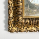 Quadro ad olio con cornice in pastiglia dorata, 1950 ca.