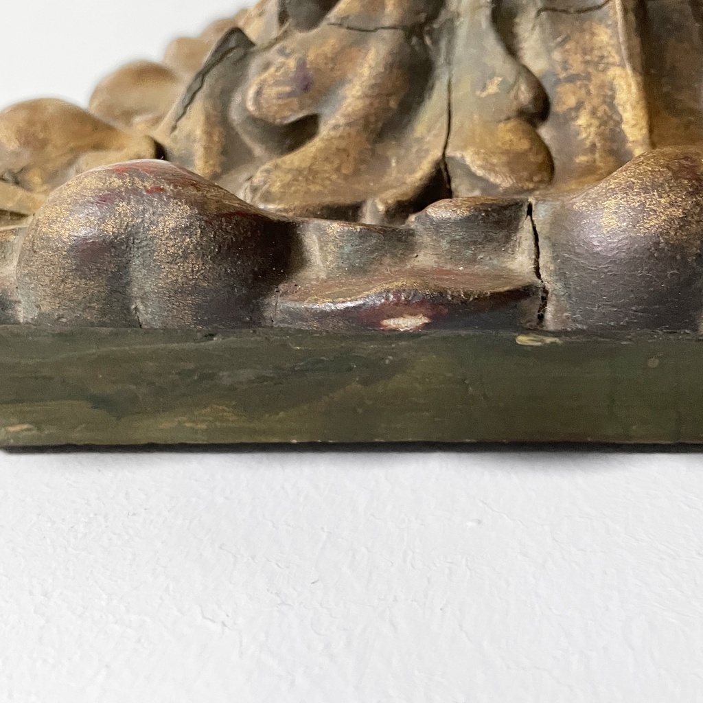 Quadro ad olio con cornice in pastiglia dorata, 1950 ca.