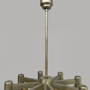 Lampadario in vetro giallo e metallo, 1930 ca.