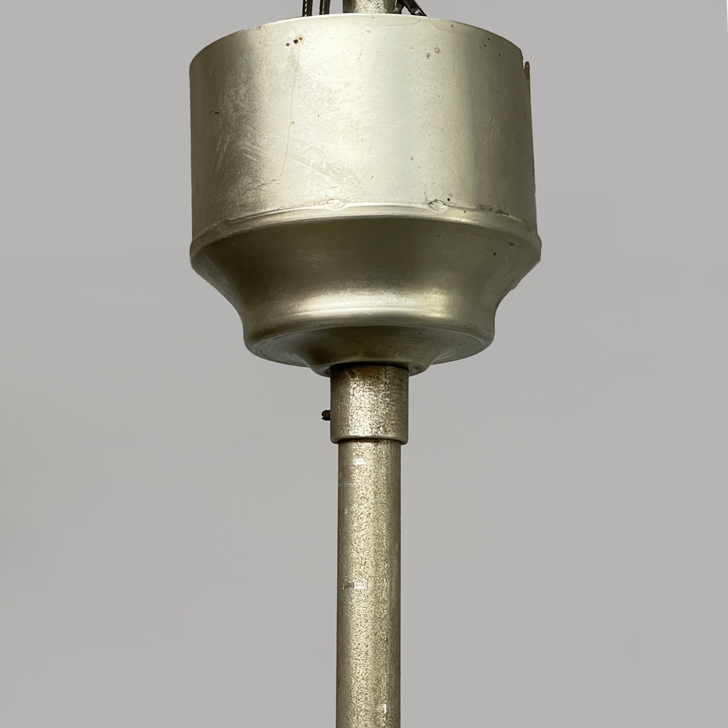 Lampadario in vetro giallo e metallo, 1930 ca.