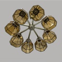 Lampadario in vetro giallo e metallo, 1930 ca.