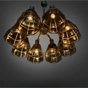 Lampadario in vetro giallo e metallo, 1930 ca.