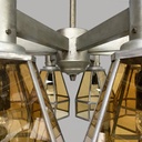 Lampadario in vetro giallo e metallo, 1930 ca.