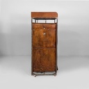 Armadio in pelle marrone e metallo, 1980 ca.