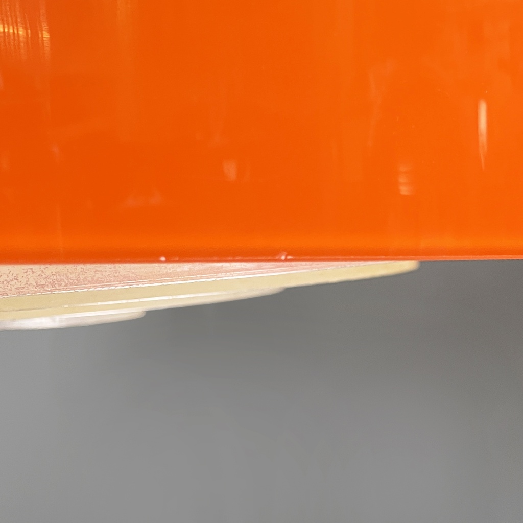 Lampadario in vetro arancione e metallo bianco, 1970 ca.