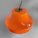 Lampadario in vetro arancione e metallo bianco, 1970 ca.