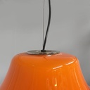 Lampadario in vetro arancione e metallo bianco, 1970 ca.