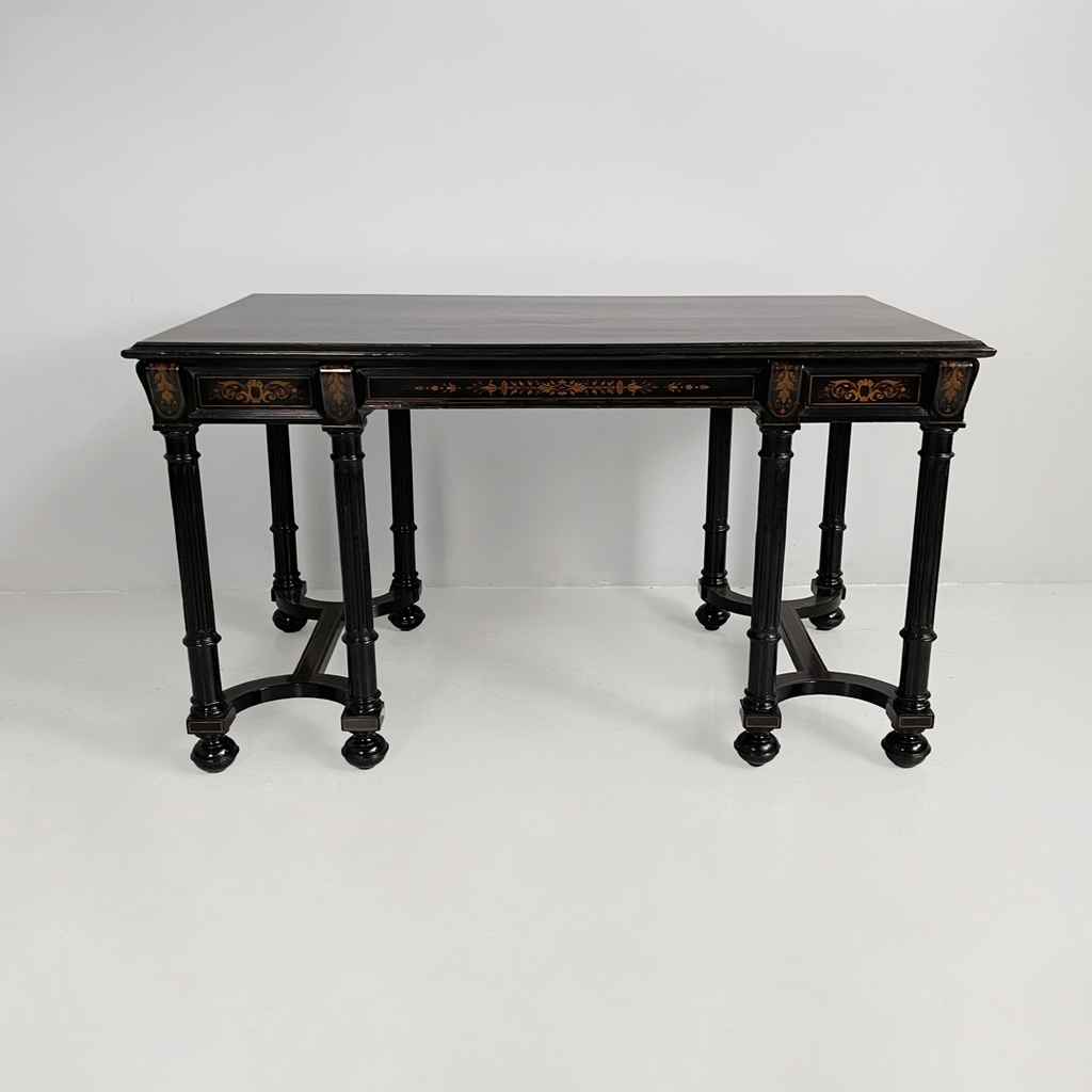 Scrivania in legno intarsiato, metà 1800 ca.