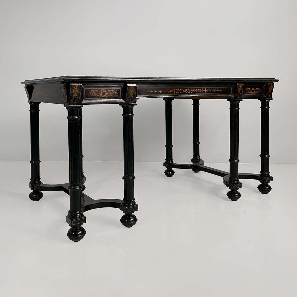 Scrivania in legno intarsiato, metà 1800 ca.