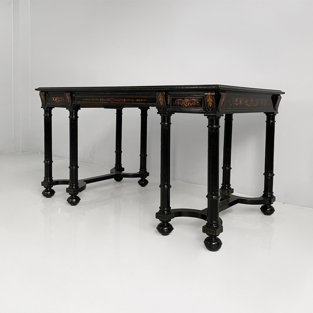 Scrivania in legno intarsiato, metà 1800 ca.