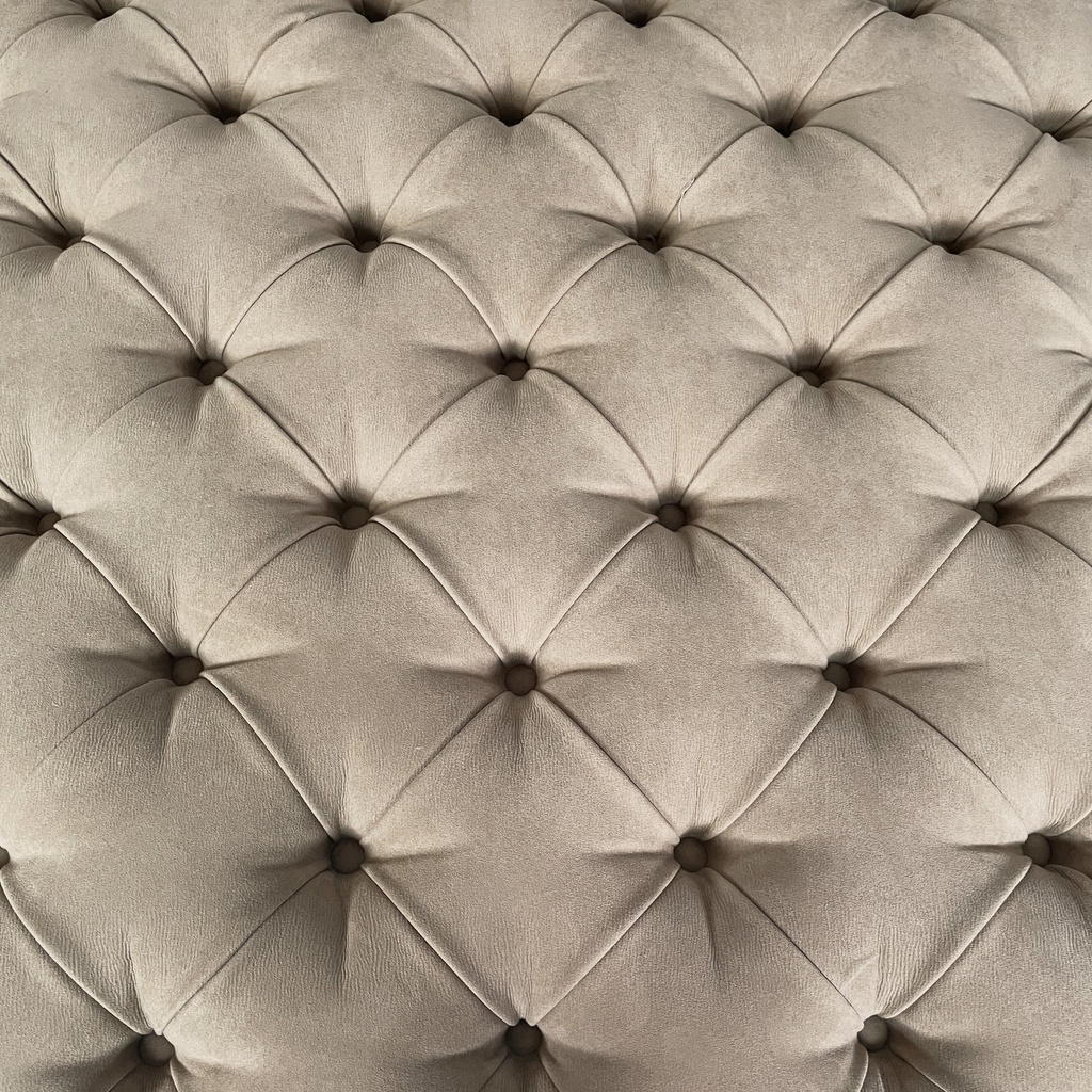 Pouf in camoscio beige, 1990 ca.