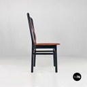 Sedie in pelle marrone e metallo nero, 1980 ca.