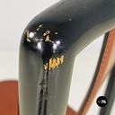 Sedie in pelle marrone e metallo nero, 1980 ca.