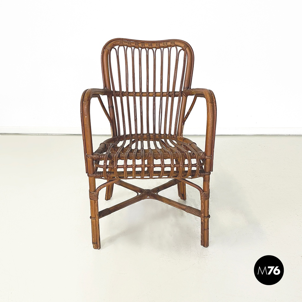 Sedie con braccioli in rattan, 1960 ca.